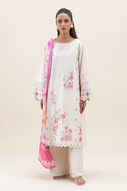 3 PIECE EMBROIDERED LAWN SUIT-IVORY GLAM (UNSTITCHED)