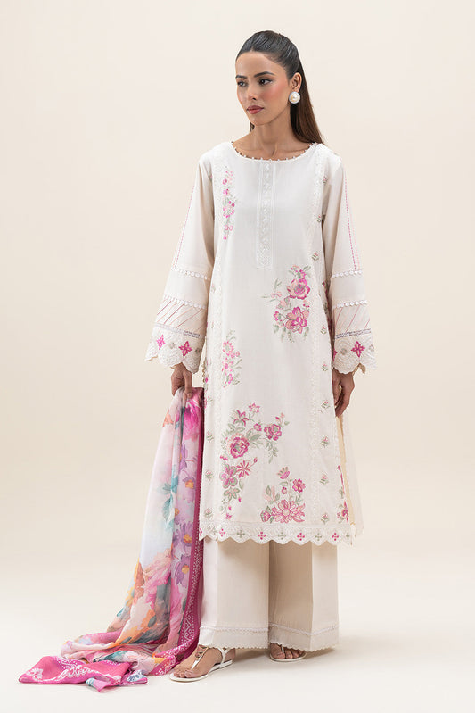 3 PIECE EMBROIDERED LAWN SUIT-IVORY GLAM (UNSTITCHED)