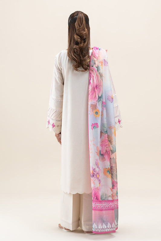 3 PIECE EMBROIDERED LAWN SUIT-IVORY GLAM (UNSTITCHED)
