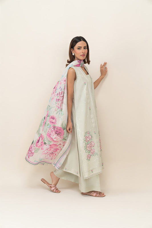 3 PIECE EMBROIDERED LAWN SUIT-SAGE BLOOM (UNSTITCHED)