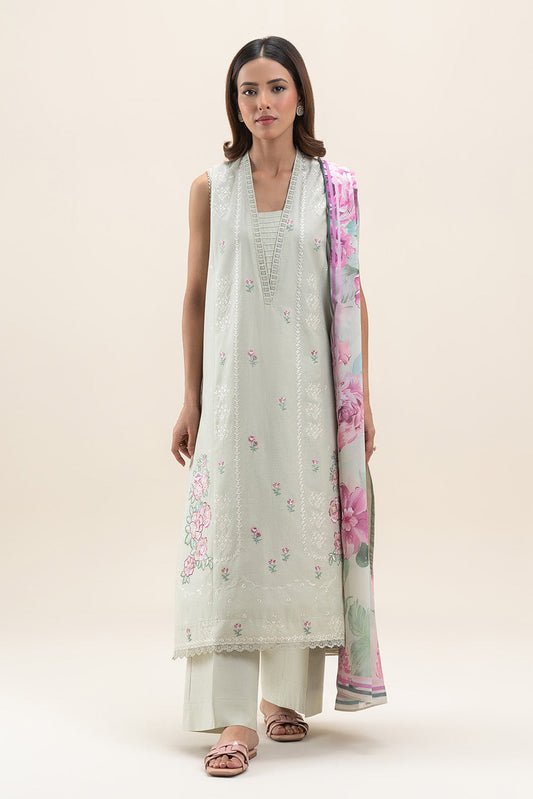 3 PIECE EMBROIDERED LAWN SUIT-SAGE BLOOM (UNSTITCHED)