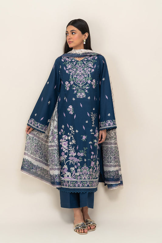 3 PIECE EMBROIDERED LAWN SUIT-ROYAL ORCHID (UNSTITCHED)