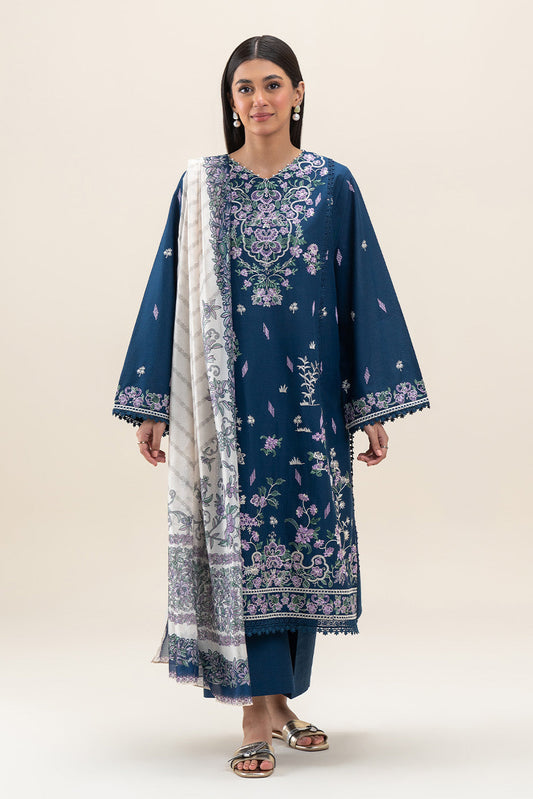 3 PIECE EMBROIDERED LAWN SUIT-ROYAL ORCHID (UNSTITCHED)