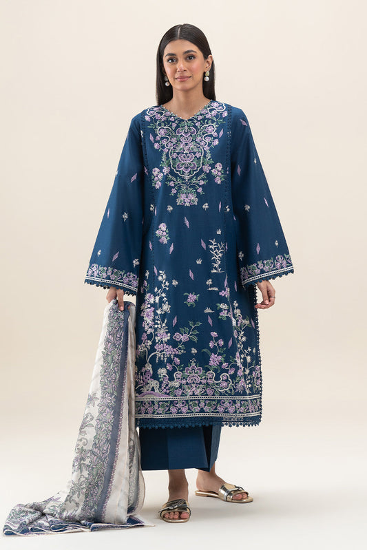 3 PIECE EMBROIDERED LAWN SUIT-ROYAL ORCHID (UNSTITCHED)