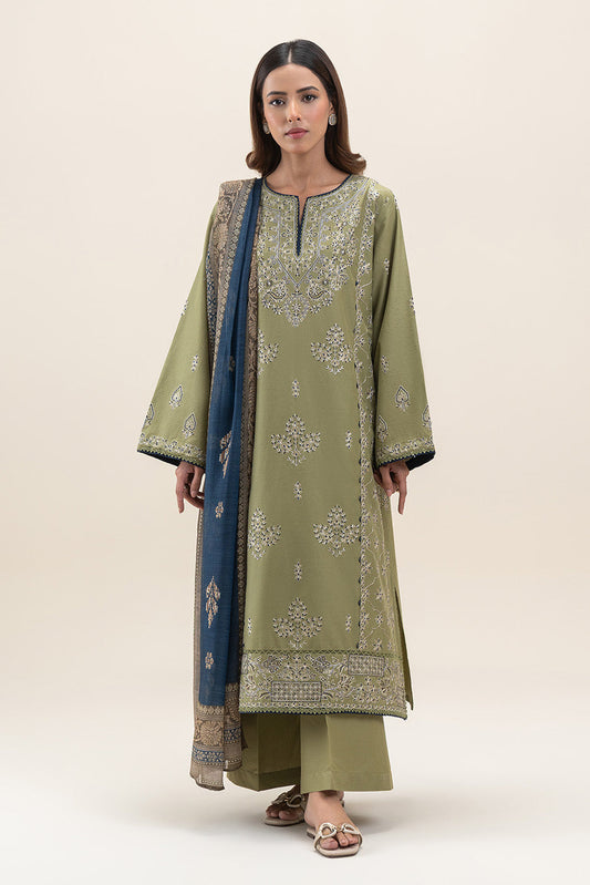 3 PIECE EMBROIDERED LAWN SUIT-MUTED MIRAGE (UNSTITCHED)