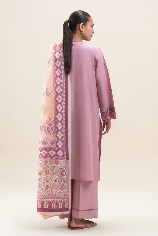 3 PIECE EMBROIDERED LAWN SUIT-PINK ALLURE (UNSTITCHED)