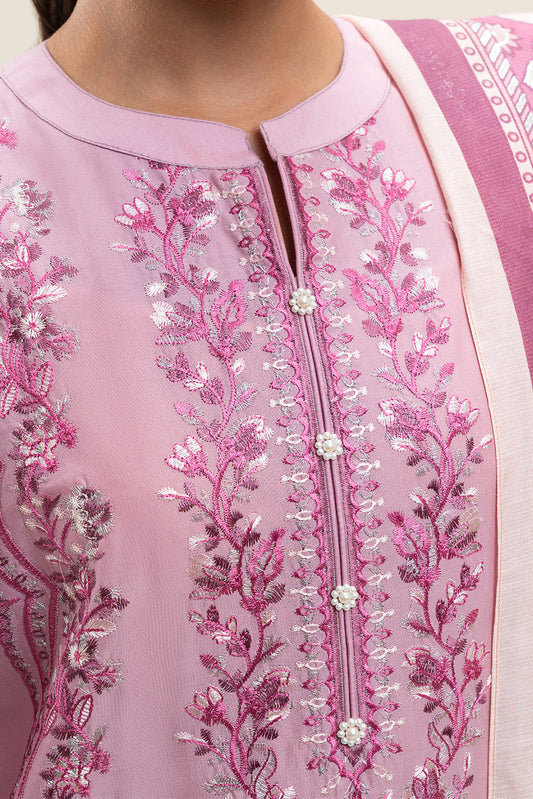 3 PIECE EMBROIDERED LAWN SUIT-PINK ALLURE (UNSTITCHED)