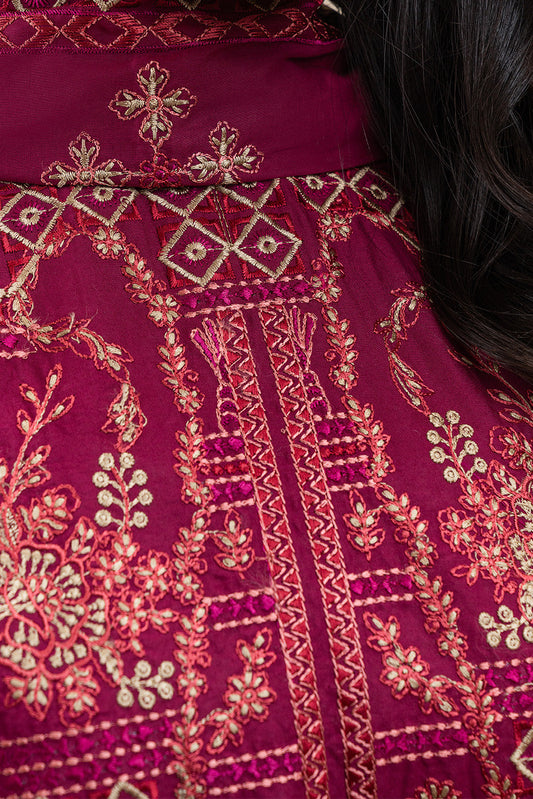 3 PIECE EMBROIDERED LAWN SUIT-MAJESTIC RED (UNSTITCHED)