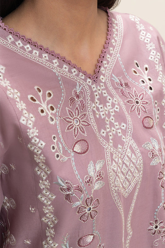 3 PIECE EMBROIDERED LAWN SUIT-DUSTY PINK (UNSTITCHED)
