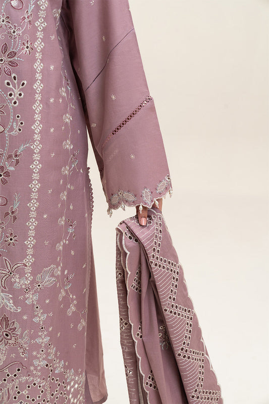 3 PIECE EMBROIDERED LAWN SUIT-DUSTY PINK (UNSTITCHED)
