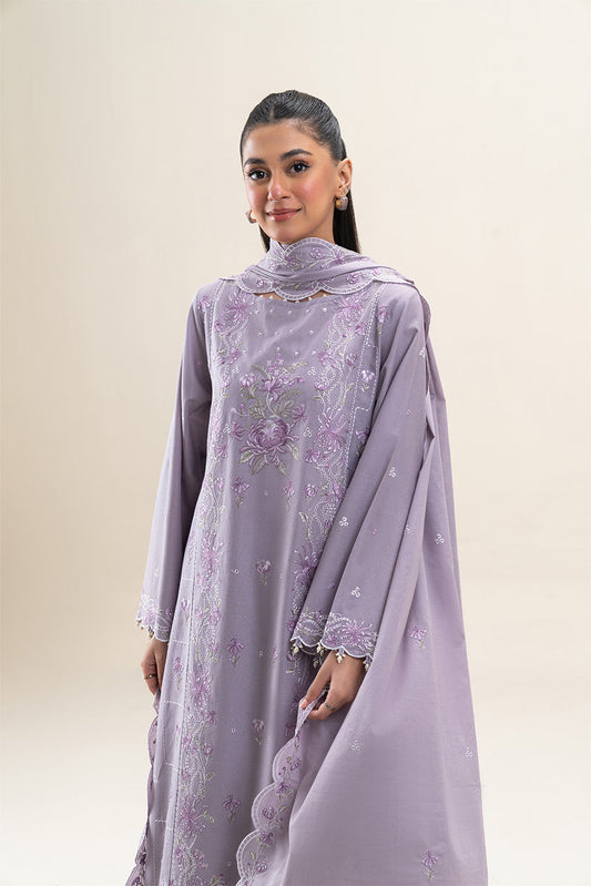 3 PIECE EMBROIDERED LAWN SUIT-LAVENDER GLOW (UNSTITCHED)