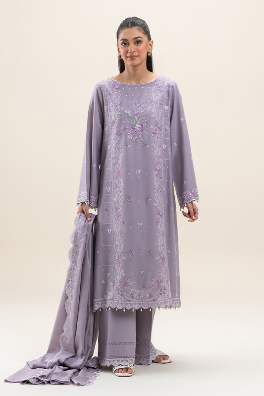 3 PIECE EMBROIDERED LAWN SUIT-LAVENDER GLOW (UNSTITCHED)