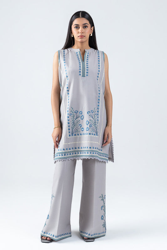2 PIECE EMBROIDERED LAWN SUIT-GRAPHITE BLUE (UNSTITCHED)