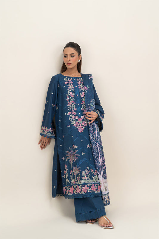 3 PIECE EMBROIDERED LAWN SUIT-RADIANT AZURE (UNSTITCHED)
