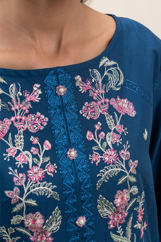 3 PIECE EMBROIDERED LAWN SUIT-RADIANT AZURE (UNSTITCHED)