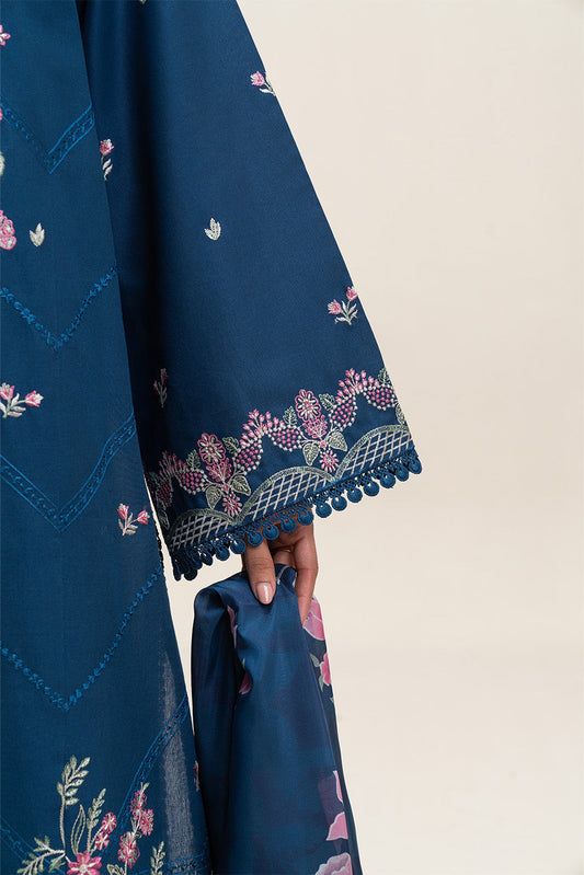 3 PIECE EMBROIDERED LAWN SUIT-RADIANT AZURE (UNSTITCHED)