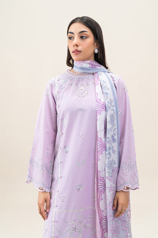 3 PIECE EMBROIDERED LAWN SUIT-PERIWINKLE GLAM (UNSTITCHED)