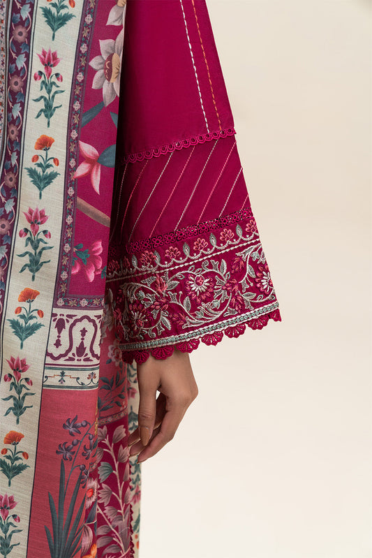 3 PIECE EMBROIDERED LAWN SUIT-MAGENTA BERRY (UNSTITCHED)