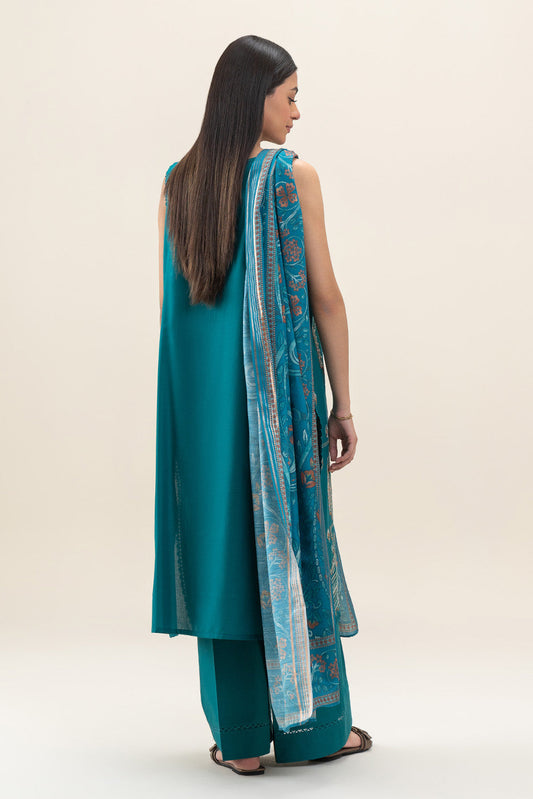 3 PIECE EMBROIDERED LAWN SUIT-AEGEAN TEAL (UNSTITCHED)