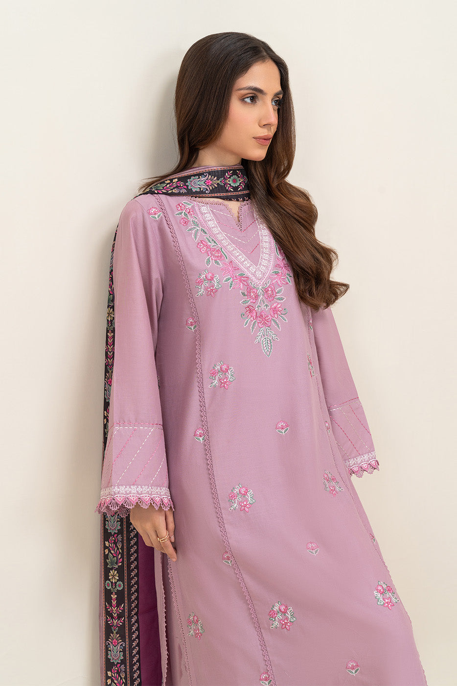 3 PIECE EMBROIDERED LAWN SUIT-LAVENDER DREAM (UNSTITCHED)