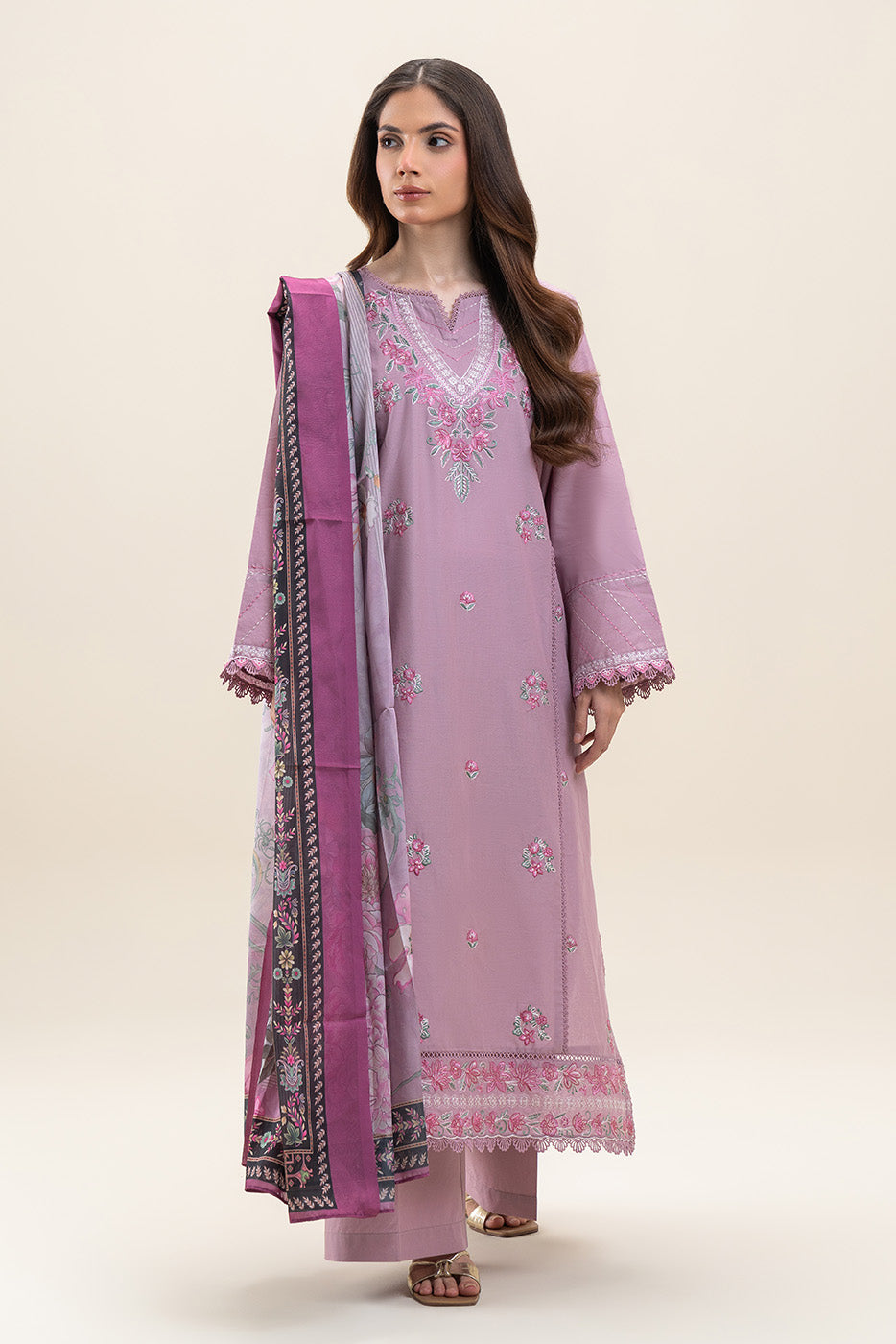 3 PIECE EMBROIDERED LAWN SUIT-LAVENDER DREAM (UNSTITCHED)
