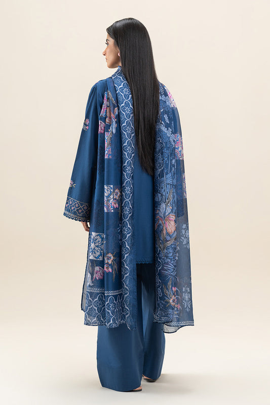 3 PIECE EMBROIDERED LAWN SUIT-MIDNIGHT BLUE (UNSTITCHED)