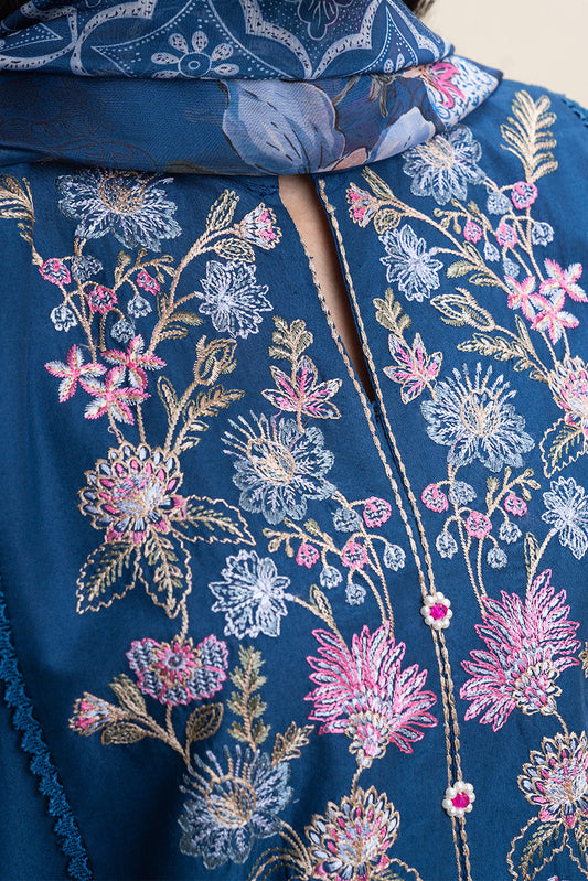 3 PIECE EMBROIDERED LAWN SUIT-MIDNIGHT BLUE (UNSTITCHED)