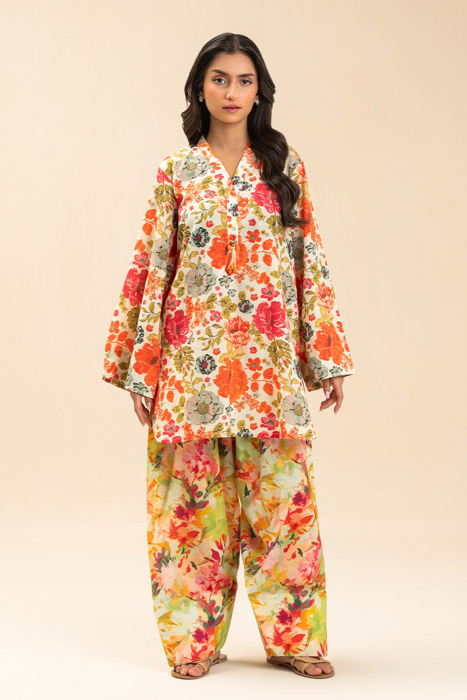 2 PIECE PRINTED LUREX LAWN SUIT (PRET)