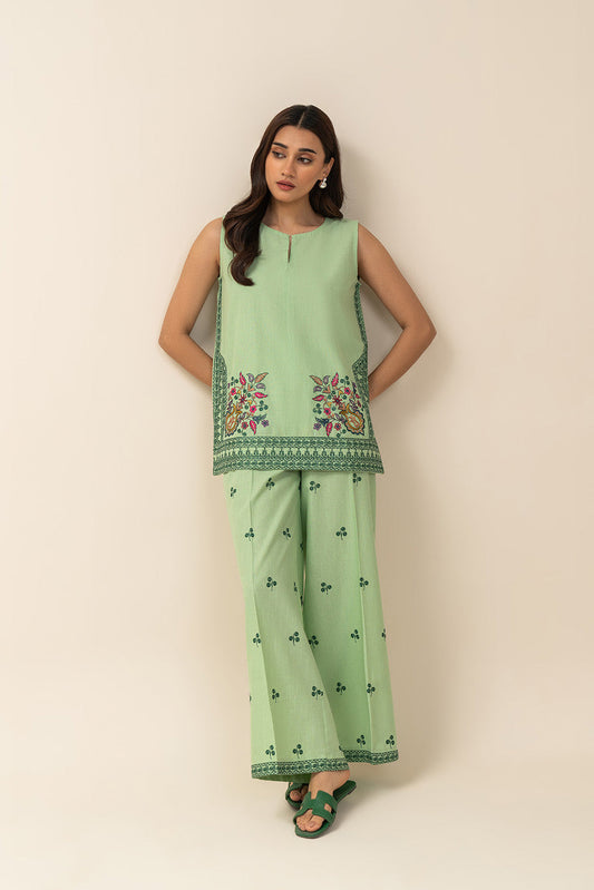 2 PIECE EMBROIDERED SLUB LAWN SUIT (FUSION)