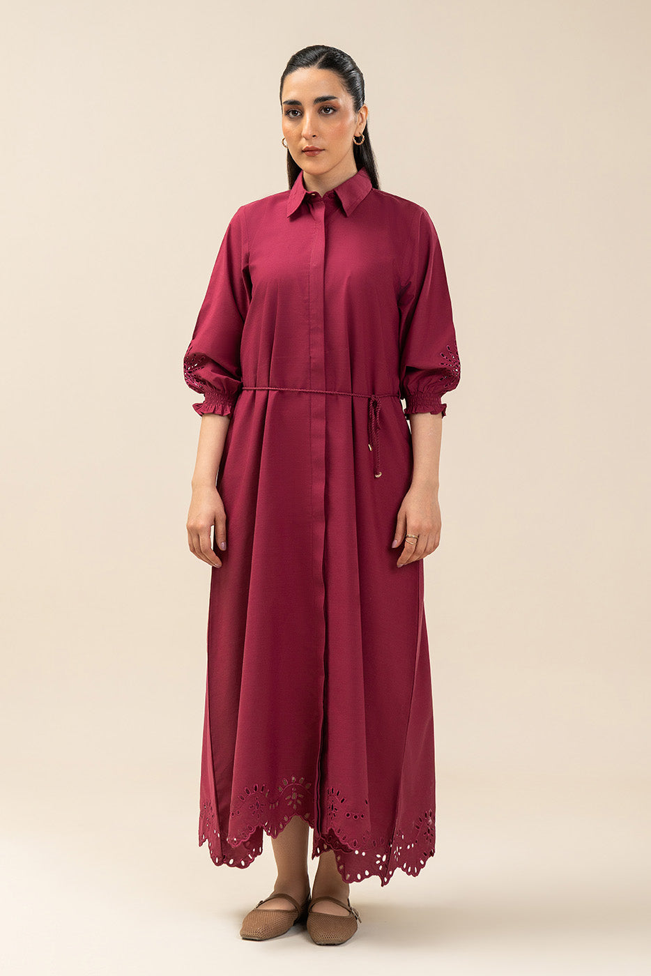 EMBROIDERED YARN DYED DRESS (FLOW)