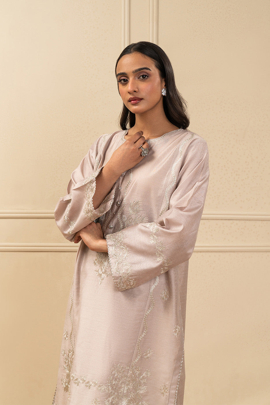 2 PIECE EMBROIDERED TWO TONE SUIT (HIGH CASUAL)