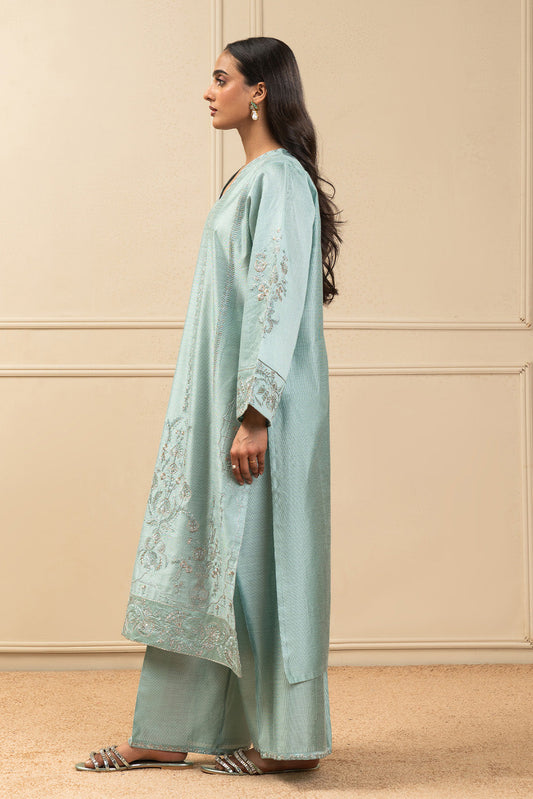 2 PIECE EMBROIDERED TWO TONE SUIT (HIGH CASUAL)
