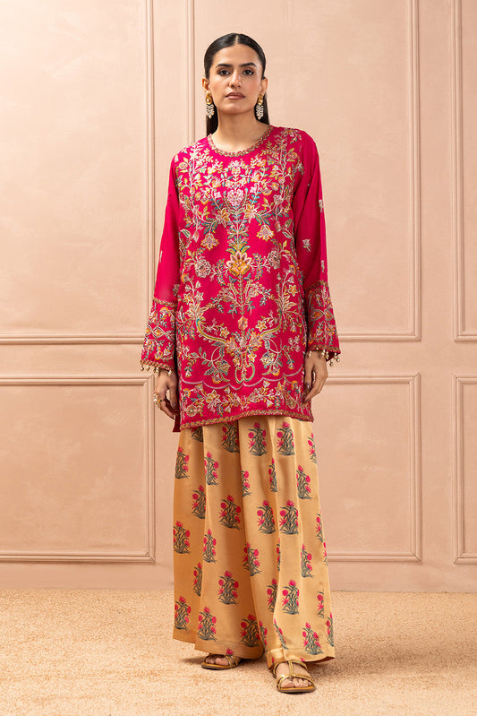 PRINTED PLEATED PANTS