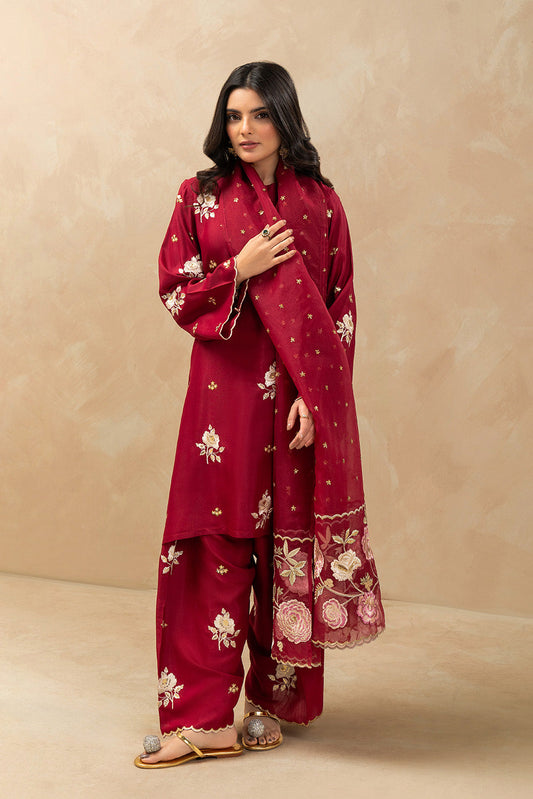 3 PIECE EMBROIDERED RAW SILK SUIT (LUXURY PRET)