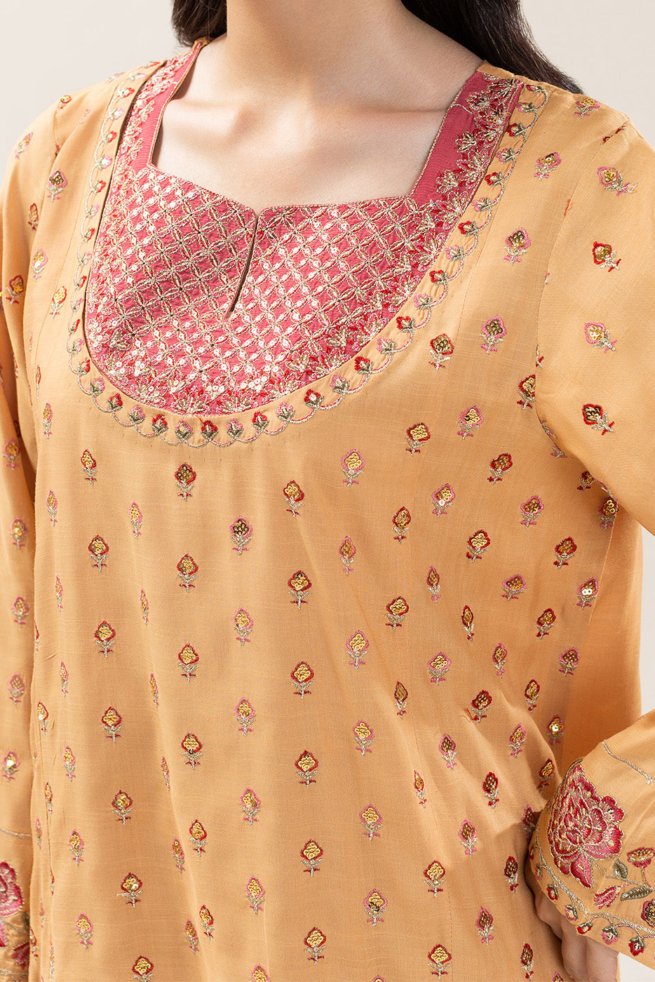 2 PIECE EMBROIDERED RAW SILK SUIT (LUXURY PRET)