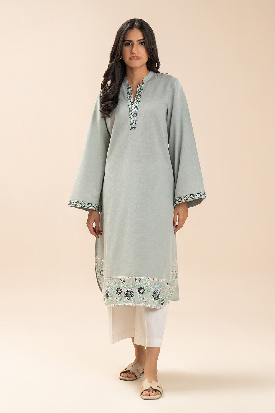 EMBROIDERED SLUB SHIRT (PRET)