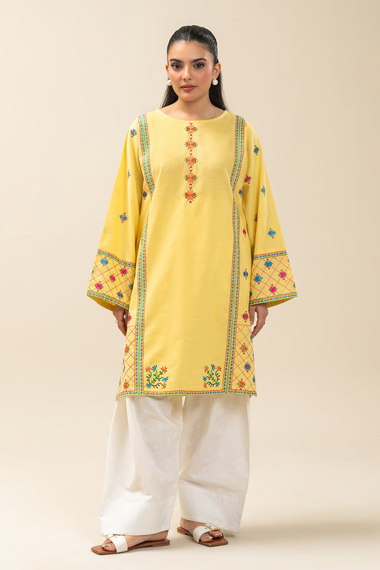 EMBROIDERED SLUB LAWN SHIRT (PRET)
