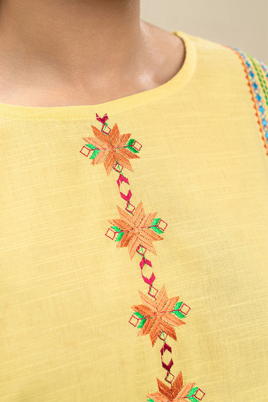 EMBROIDERED SLUB LAWN SHIRT (PRET)