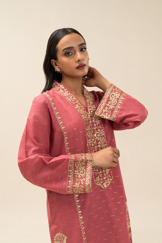 EMBROIDERED ZARI JACQUARD SHIRT (PRET)