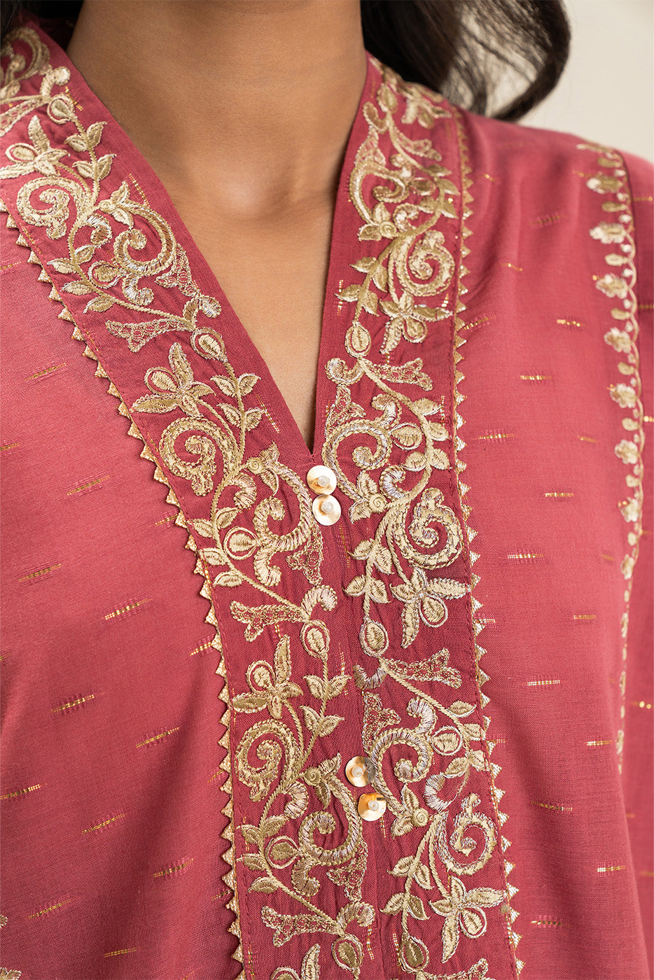 2 PIECE EMBROIDERED ZARI JACQUARD SUIT (PRET)