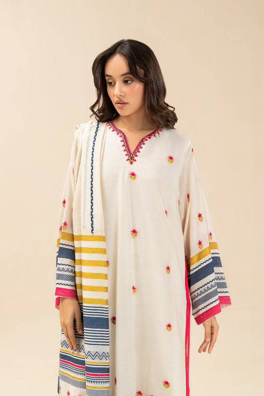 3 PIECE EMBROIDERED JACQUARD SUIT (PRET)