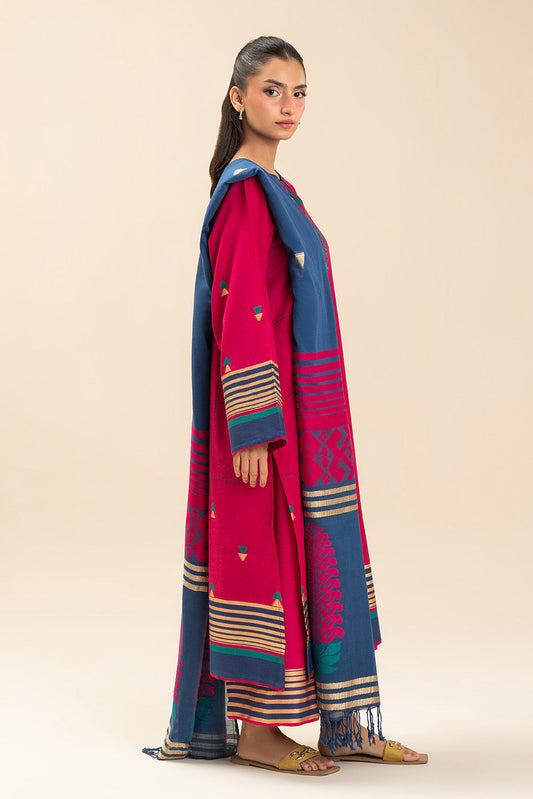 3 PIECE EMBROIDERED JACQUARD SUIT (PRET)