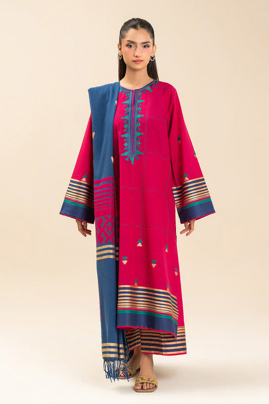 3 PIECE EMBROIDERED JACQUARD SUIT (PRET)