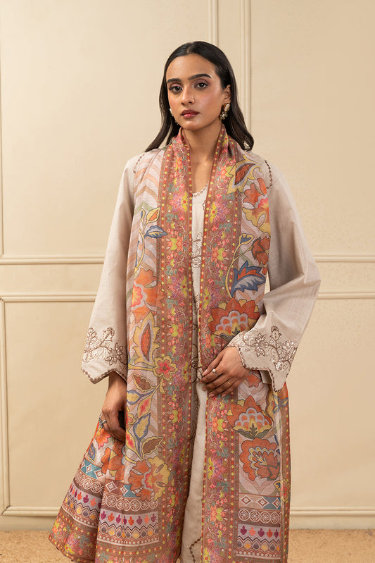 3 PIECE EMBROIDERED TWO WAY SLUB SUIT (PRET)