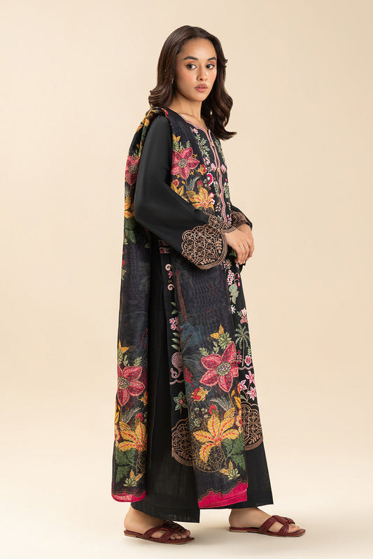 3 PIECE EMBROIDERED TWO WAY SLUB SUIT (PRET)