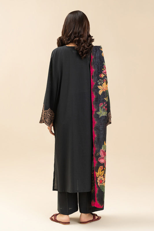 3 PIECE EMBROIDERED TWO WAY SLUB SUIT (PRET)