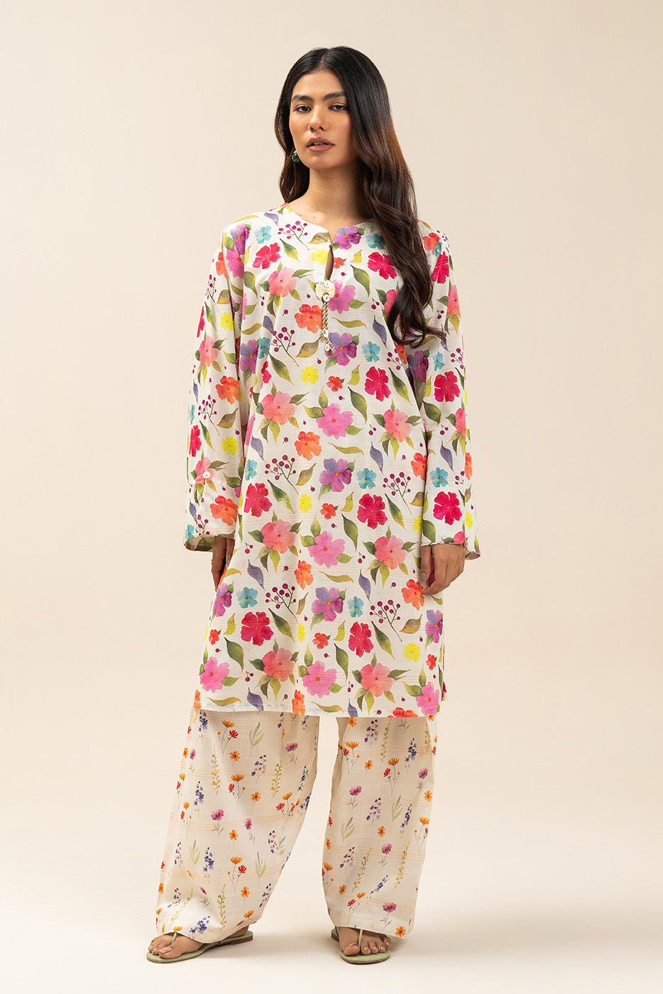 2 PIECE PRINTED LUREX LAWN SUIT (PRET)