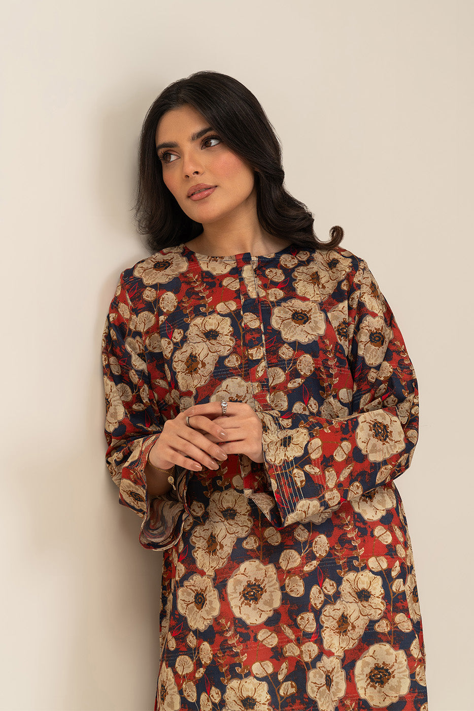 PRINTED LUREX LAWN SHIRT (PRET)