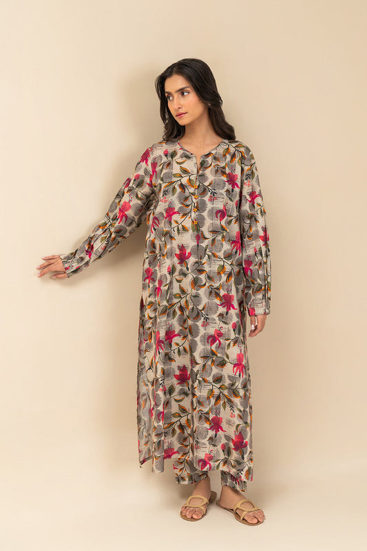 2 PIECE PRINTED LUREX LAWN SUIT (PRET)