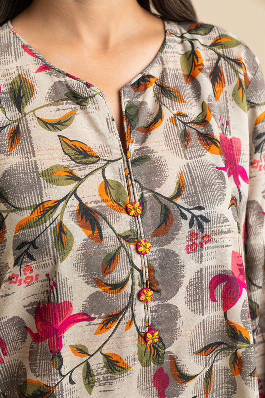 2 PIECE PRINTED LUREX LAWN SUIT (PRET)